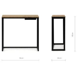 Recibidor Eco-Line Negro con Bandeja Madera Vintage 30x78x80 cm Box Furniture
