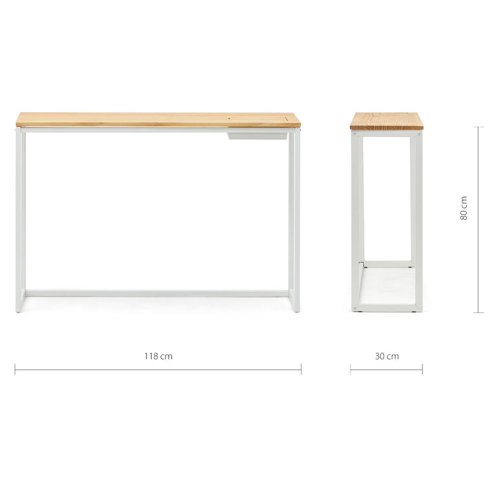 Recibidor Eco-Line Blanco con Bandeja Madera Natural 30x118x80 cm Box Furniture