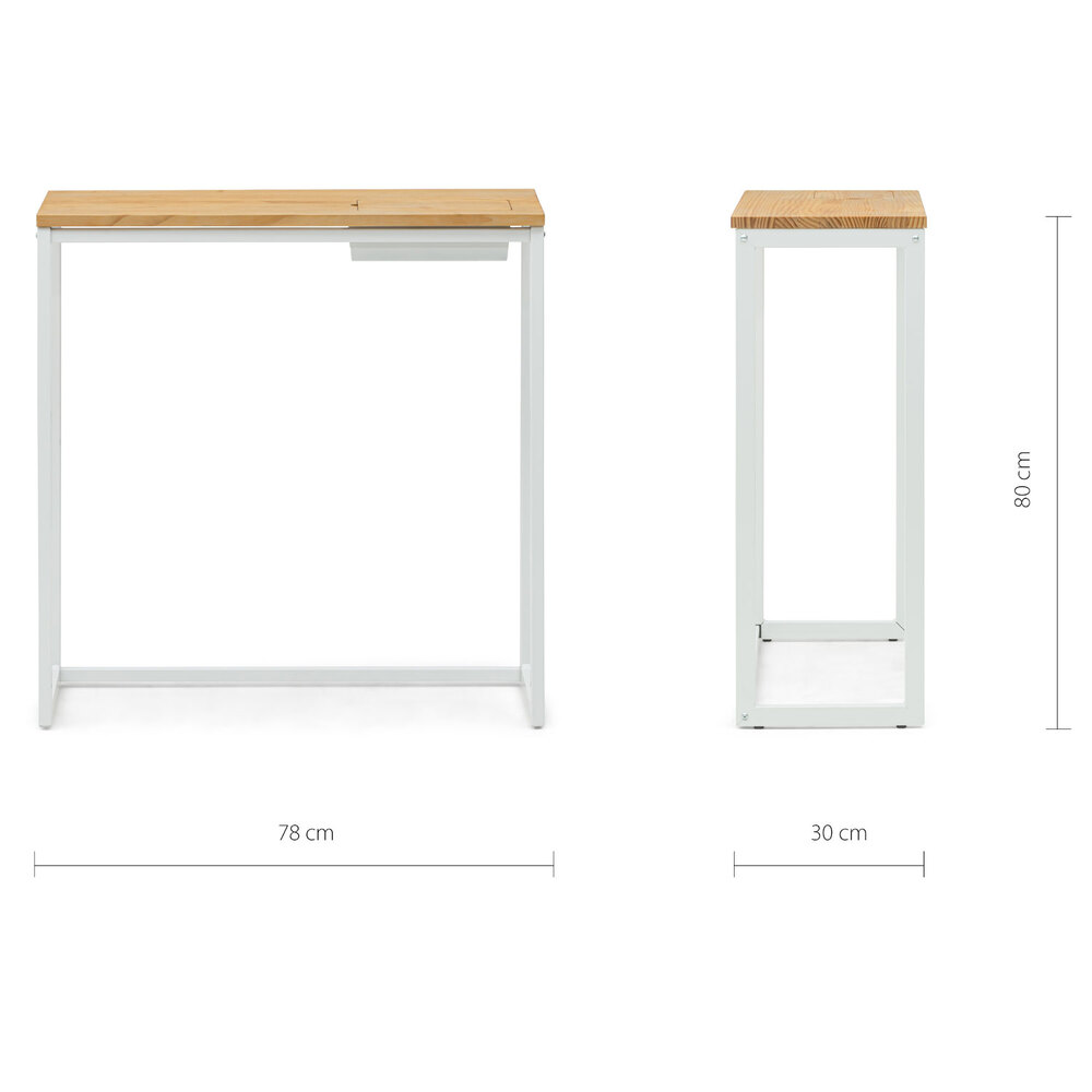 Recibidor Eco-Line Blanco con Bandeja Madera Natural 30x78x80 cm Box Furniture
