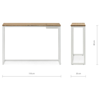 Recibidor Eco-Line Blanco con Bandeja Madera Envejecido 30x118x80 cm Box Furniture