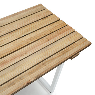 Mesa Listones Exeter Eco-Line de Acero Blanco y Madera Envejecida Box Furniture