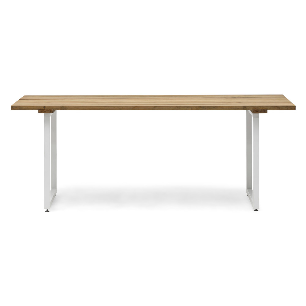 Mesa Listones Exeter Eco-Line de Acero Blanco y Madera Envejecida Box Furniture