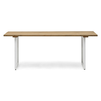 Mesa Listones Exeter Eco-Line de Acero Blanco y Madera Envejecida Box Furniture