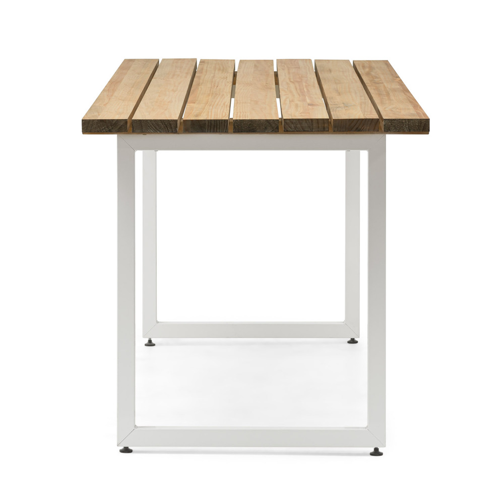 Mesa Listones Exeter Eco-Line de Acero Blanco y Madera Envejecida Box Furniture
