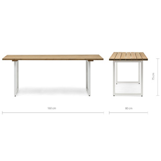Mesa Listones Exeter Eco-Line de Acero Blanco y Madera Envejecida Box Furniture