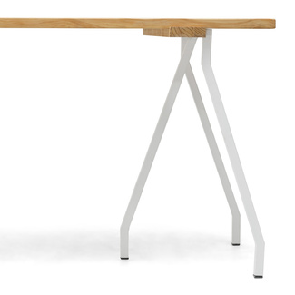 Mesa Listones Exeter Eco-Line Patas Caballete Acero Blanco Madera Natural Box Furniture