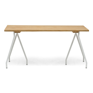 Mesa Listones Exeter Eco-Line Patas Caballete Acero Blanco Madera Natural Box Furniture