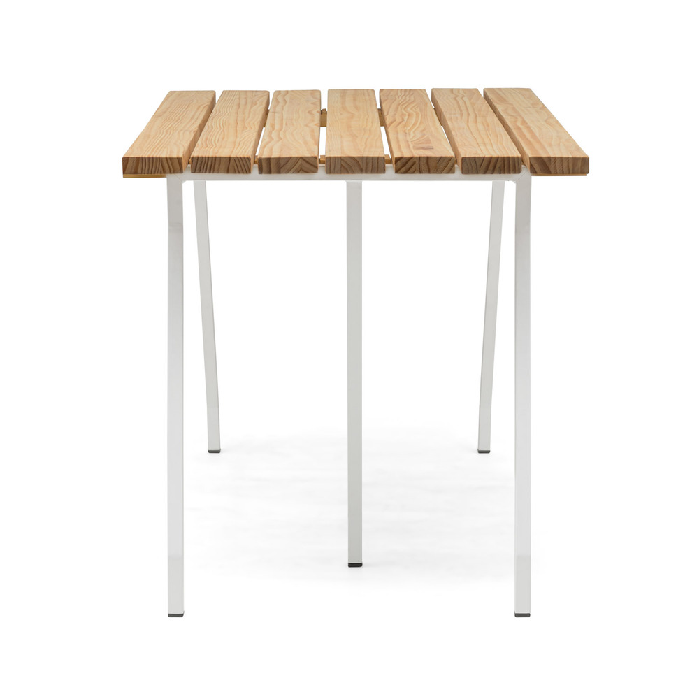 Mesa Listones Exeter Eco-Line Patas Caballete Acero Blanco Madera Natural Box Furniture