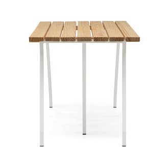 Mesa Listones Exeter Eco-Line Patas Caballete Acero Blanco Madera Natural Box Furniture