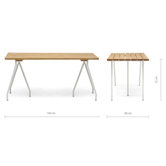 Mesa Listones Exeter Eco-Line Patas Caballete Acero Blanco Madera Natural Box Furniture