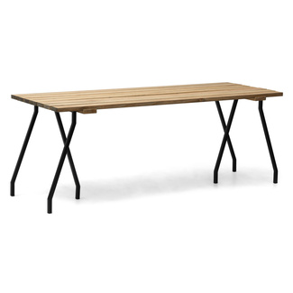 Mesa Listones Exeter Eco-Line Patas Caballete Acero Negro Madera Envejecida Box Furniture