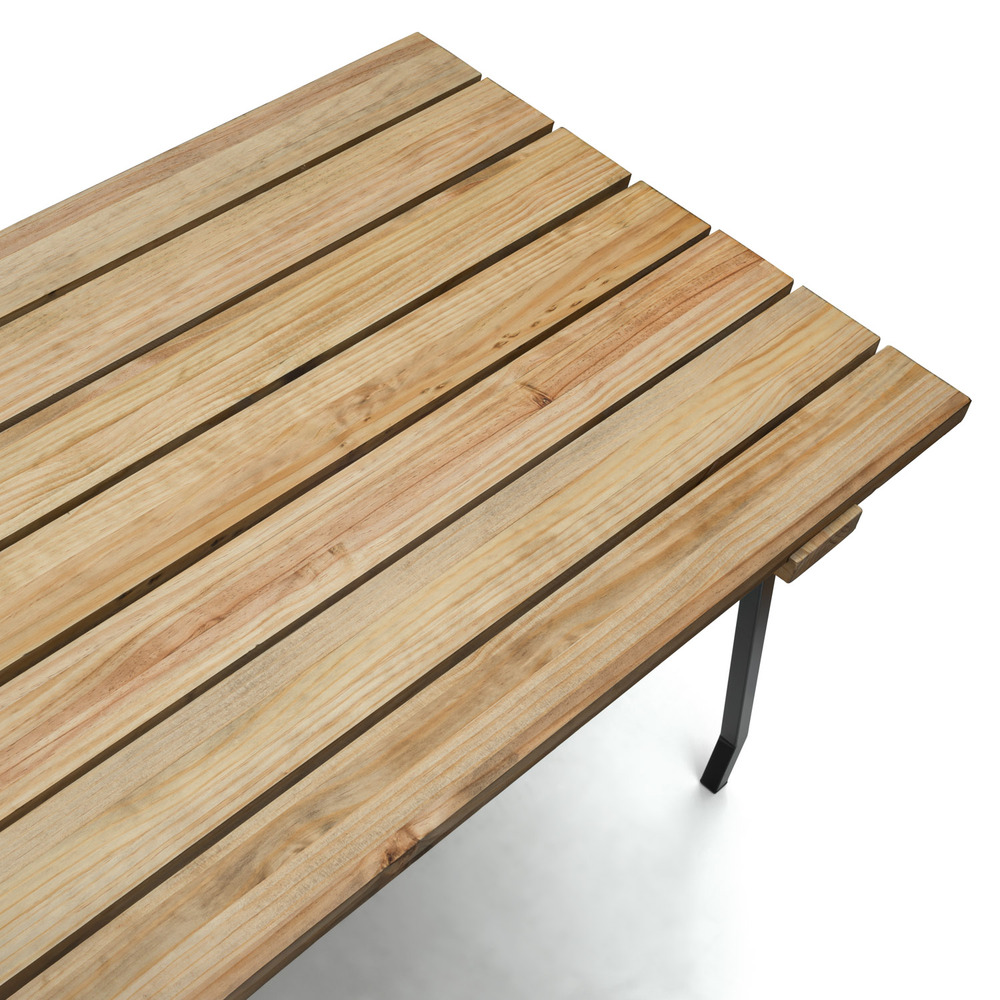 Mesa Listones Exeter Eco-Line Patas Caballete Acero Negro Madera Envejecida Box Furniture