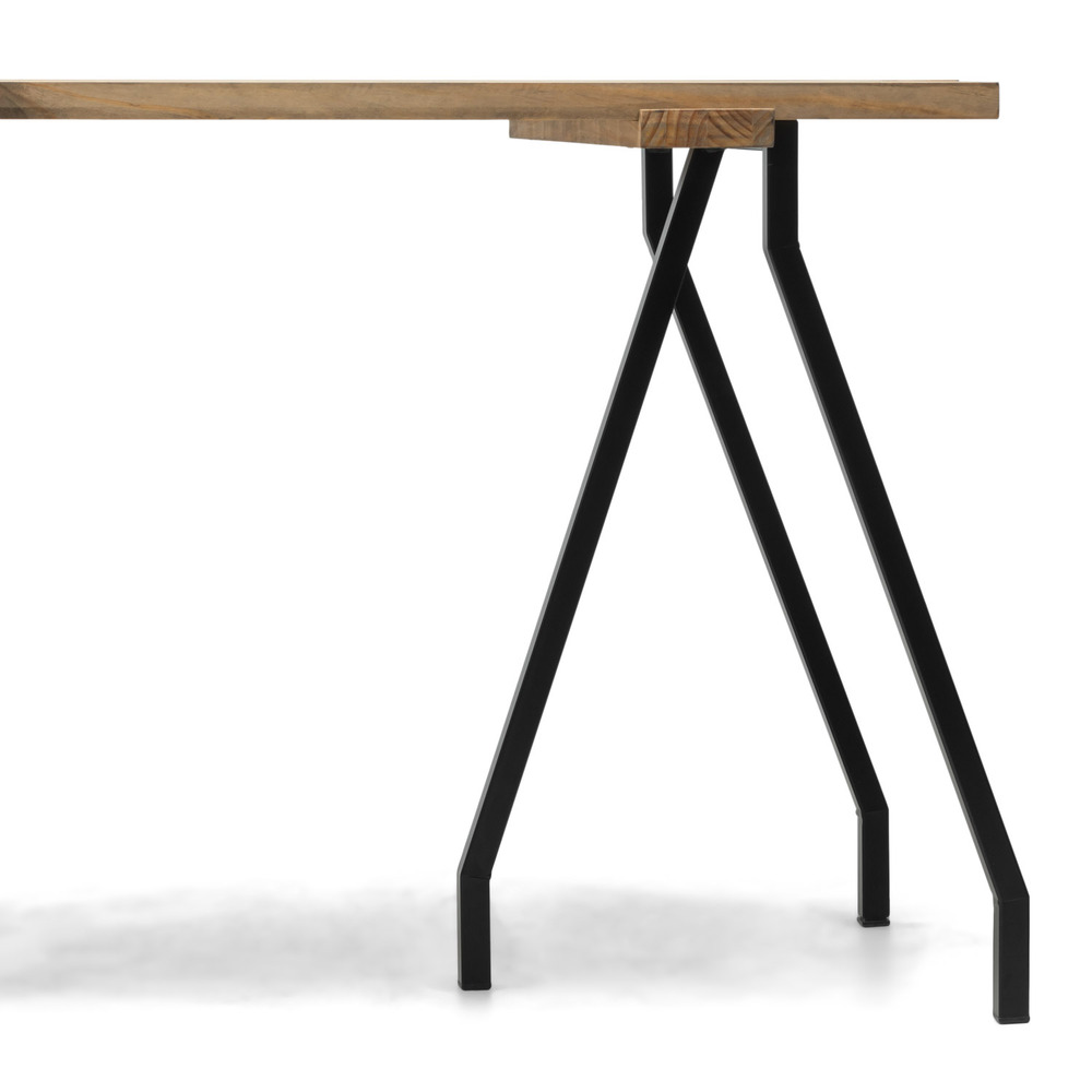 Mesa Listones Exeter Eco-Line Patas Caballete Acero Negro Madera Envejecida Box Furniture