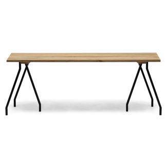 Mesa Listones Exeter Eco-Line Patas Caballete Acero Negro Madera Envejecida Box Furniture