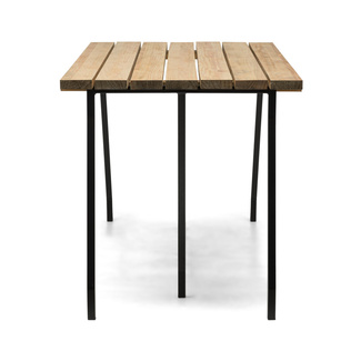 Mesa Listones Exeter Eco-Line Patas Caballete Acero Negro Madera Envejecida Box Furniture