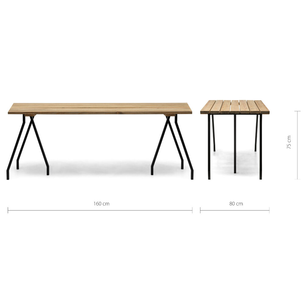 Mesa Listones Exeter Eco-Line Patas Caballete Acero Negro Madera Envejecida Box Furniture