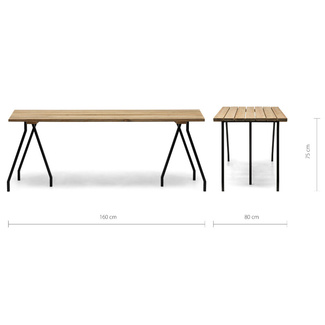 Mesa Listones Exeter Eco-Line Patas Caballete Acero Negro Madera Envejecida Box Furniture
