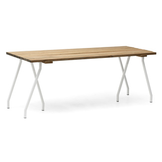 Mesa Listones Exeter Eco-Line Patas Caballete Acero Blanco Madera Envejecida Box Furniture