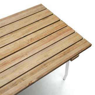 Mesa Listones Exeter Eco-Line Patas Caballete Acero Blanco Madera Envejecida Box Furniture