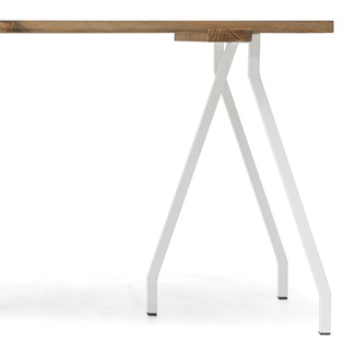 Mesa Listones Exeter Eco-Line Patas Caballete Acero Blanco Madera Envejecida Box Furniture