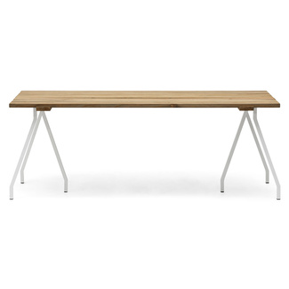 Mesa Listones Exeter Eco-Line Patas Caballete Acero Blanco Madera Envejecida Box Furniture