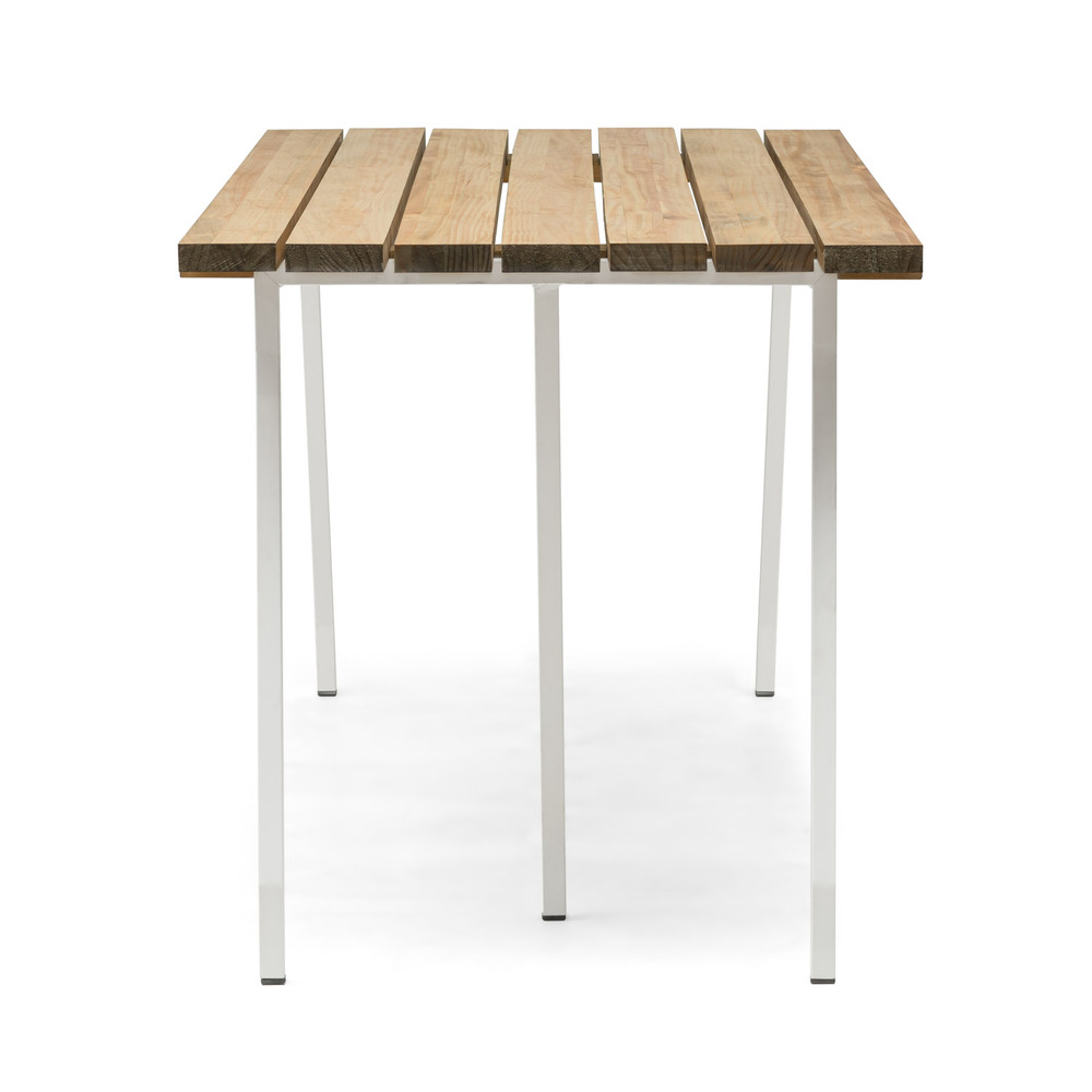Mesa Listones Exeter Eco-Line Patas Caballete Acero Blanco Madera Envejecida Box Furniture