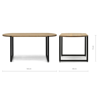 Mesa Comedor Uley Forma Especial Pata Negra y Madera Efecto Vintage Box Furniture