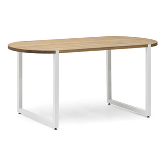 Mesa Comedor Uley Forma Especial Pata Blanca y Madera Efecto Vintage Box Furniture