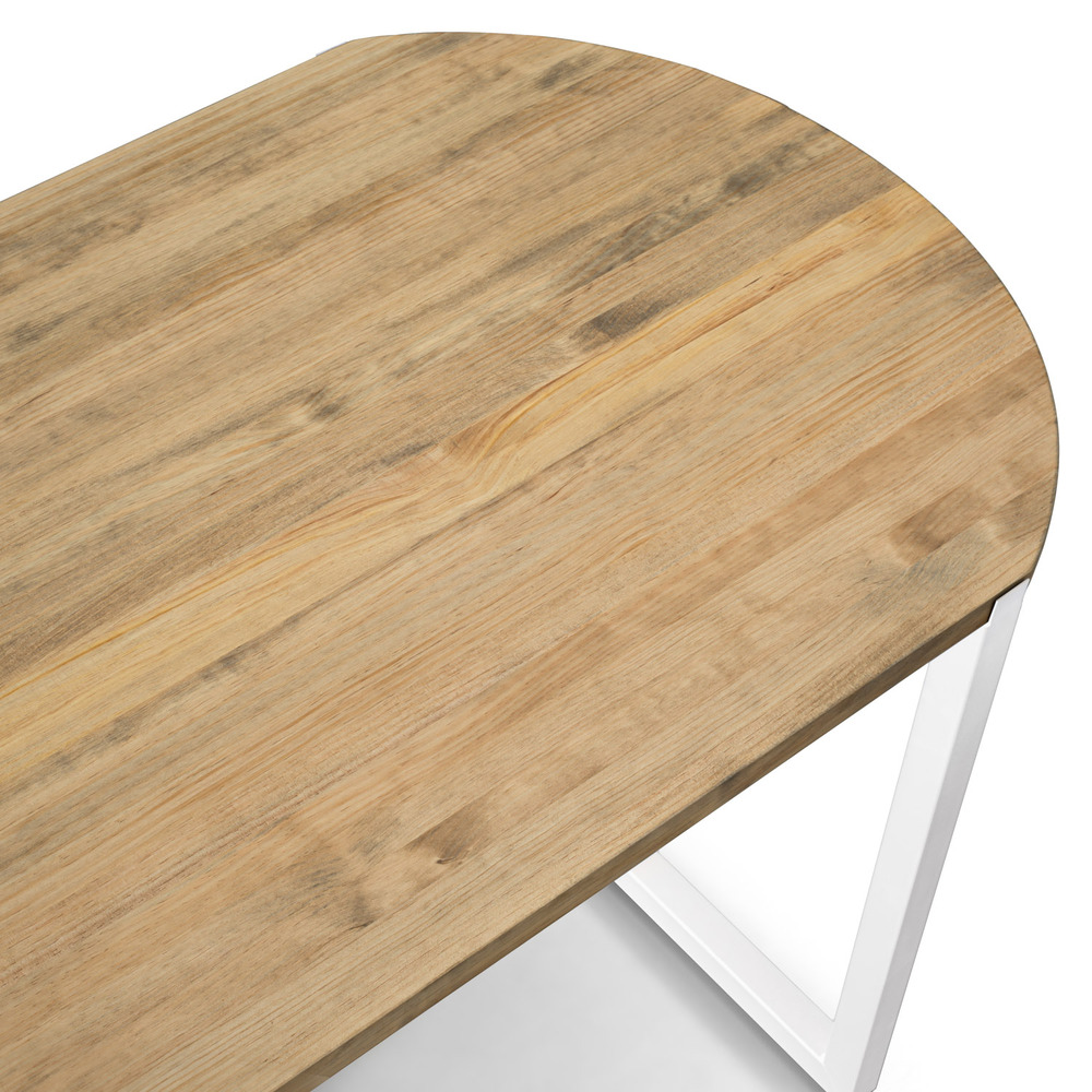Mesa Comedor Uley Forma Especial Pata Blanca y Madera Efecto Vintage Box Furniture