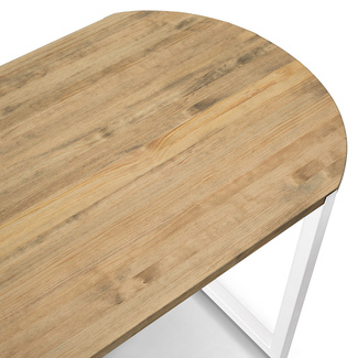 Mesa Comedor Uley Forma Especial Pata Blanca y Madera Efecto Vintage Box Furniture