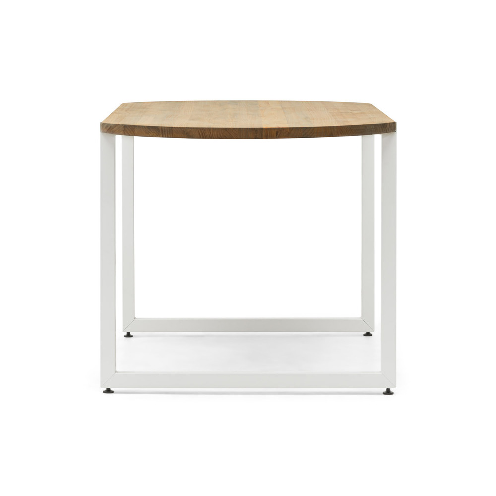 Mesa Comedor Uley Forma Especial Pata Blanca y Madera Efecto Vintage Box Furniture
