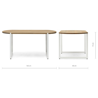 Mesa Comedor Uley Forma Especial Pata Blanca y Madera Efecto Vintage Box Furniture