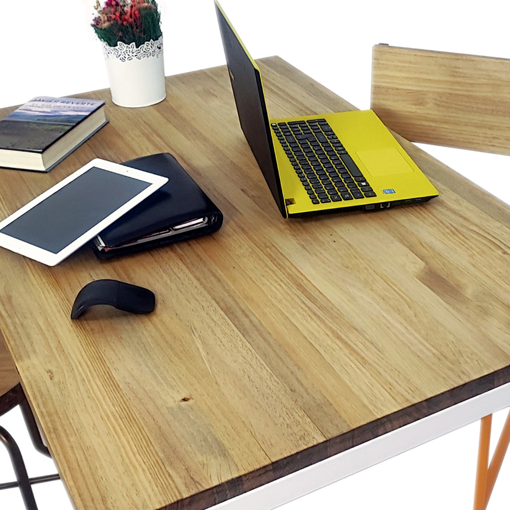 Mesa iCub Strong Blanca 120x80x75cm madera maciza de pino acabado envejecido estilo industrial Box Furniture Outlet
