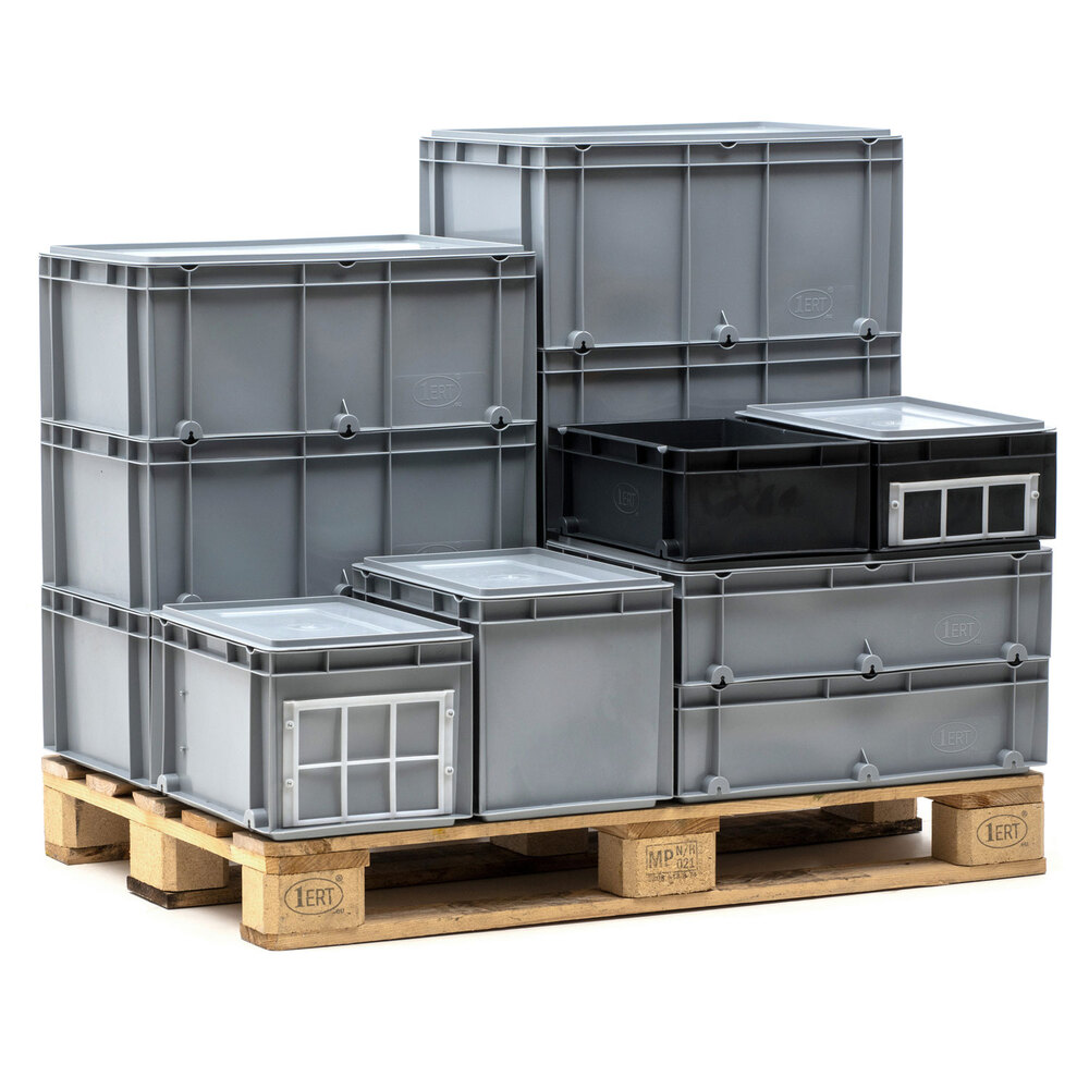 Caja de Plastico Norma Europa Gris Cerrada 40 x 60 x 30 cm