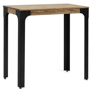 Mesa Cuadrada Bar Boston de Pino Maciza y Acero Estilo Vintage 59,5 x 59,5 x 75 cm  