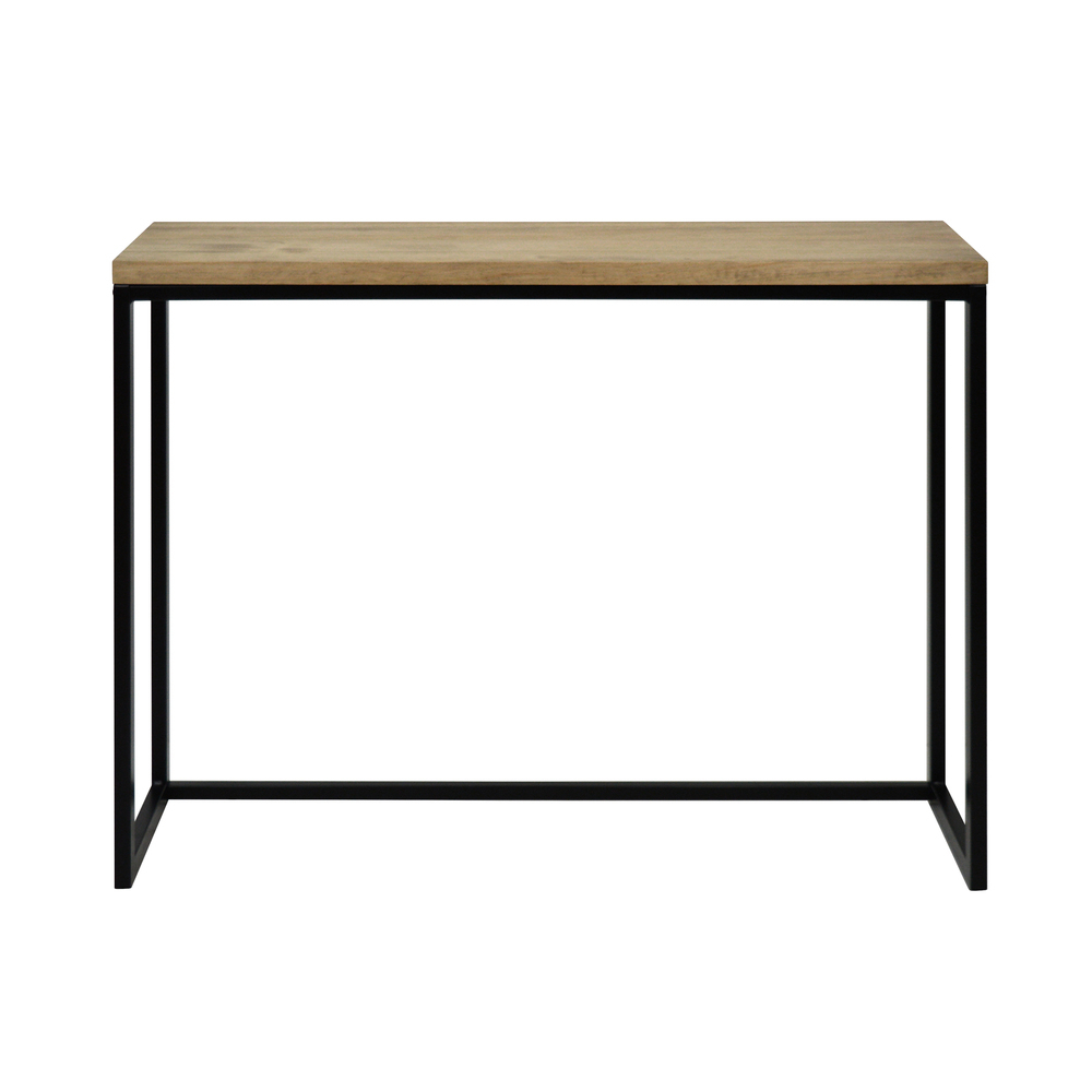 Recibidor Design de Madera de Pino Envejecida y Acero Negro 30 x 98 x 80 cm