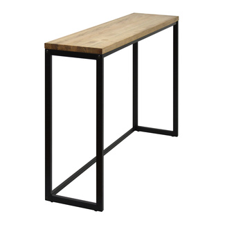 Recibidor Design de Madera de Pino Envejecida y Acero Negro 30 x 98 x 80 cm