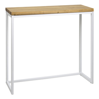 Recibidor Design de Madera de Pino Envejecida y Acero Blanco Mate 30 x 78 x 80 cm