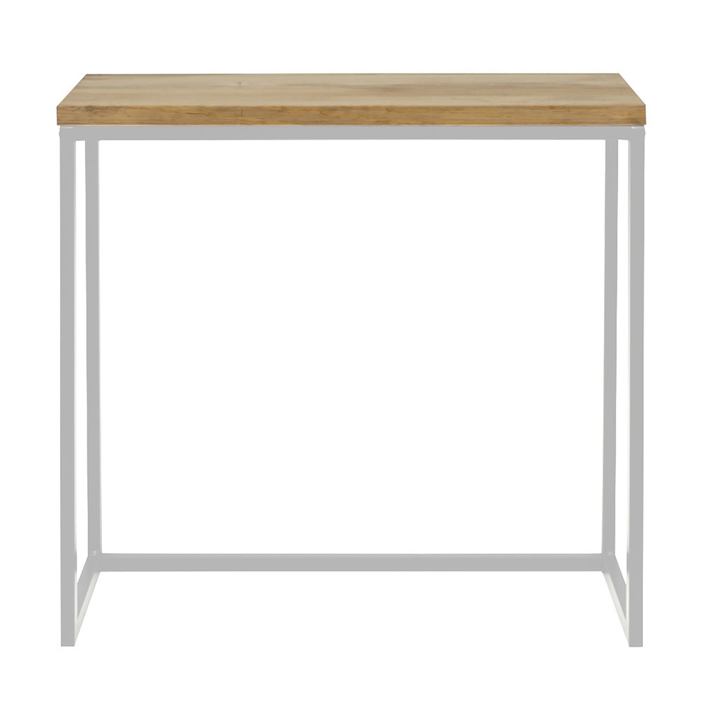 Recibidor Design de Madera de Pino Envejecida y Acero Blanco Mate 30 x 78 x 80 cm