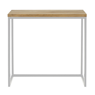 Recibidor Design de Madera de Pino Envejecida y Acero Blanco Mate 30 x 78 x 80 cm