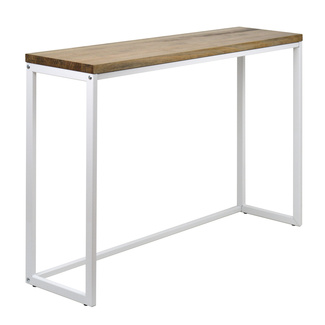 Recibidor Design de Madera de Pino Envejecida y Acero Blanco Mate 30 x 118 x 80 cm 