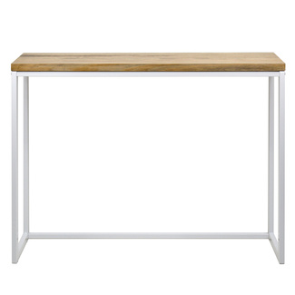 Recibidor Design de Madera de Pino Envejecida y Acero Blanco Mate 30 x 118 x 80 cm 