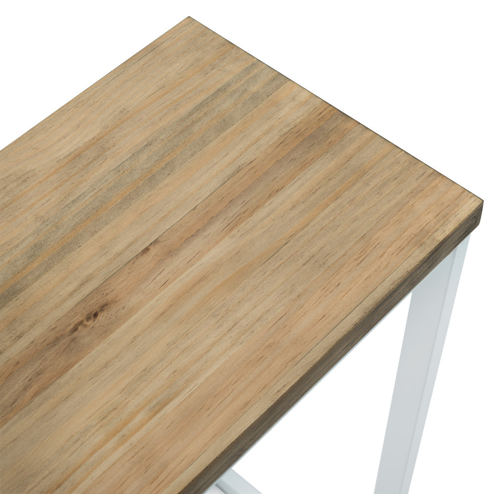 Recibidor Design de Madera de Pino Envejecida y Acero Blanco Mate 30 x 118 x 80 cm 