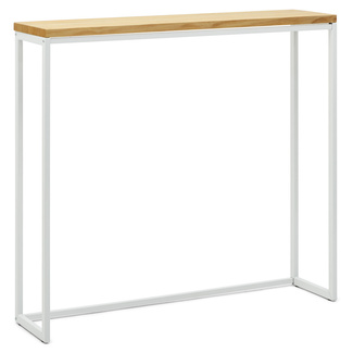 Recibidor Design de Madera de Pino Linaza Natural  y Acero Blanco Mate 30 x 98 x 80 cm 