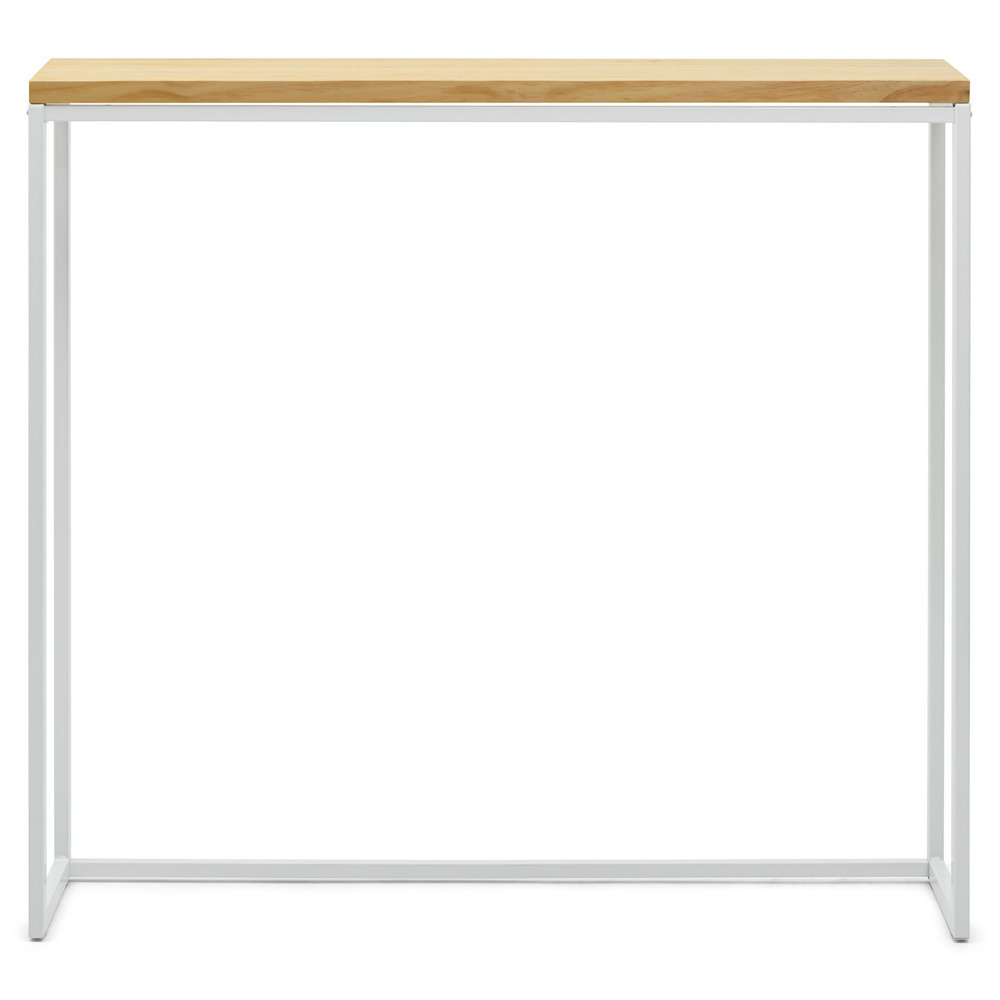 Recibidor Design de Madera de Pino Linaza Natural  y Acero Blanco Mate 30 x 98 x 80 cm 