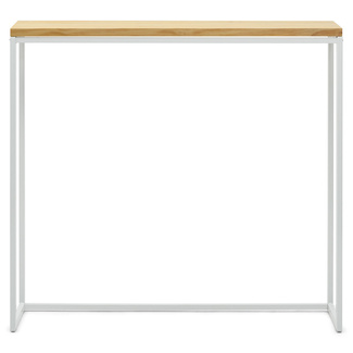 Recibidor Design de Madera de Pino Linaza Natural  y Acero Blanco Mate 30 x 98 x 80 cm 