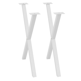 Conjunto Patas X de Acero para Mesa Blanco Mate 60 x 72 cm con Reguladores 