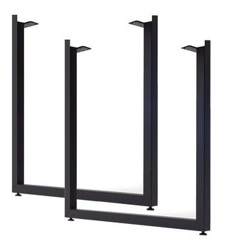 Conjunto Patas Uley de Acero para Mesas 2 uds Negro Texturizado 80 x 73 cm