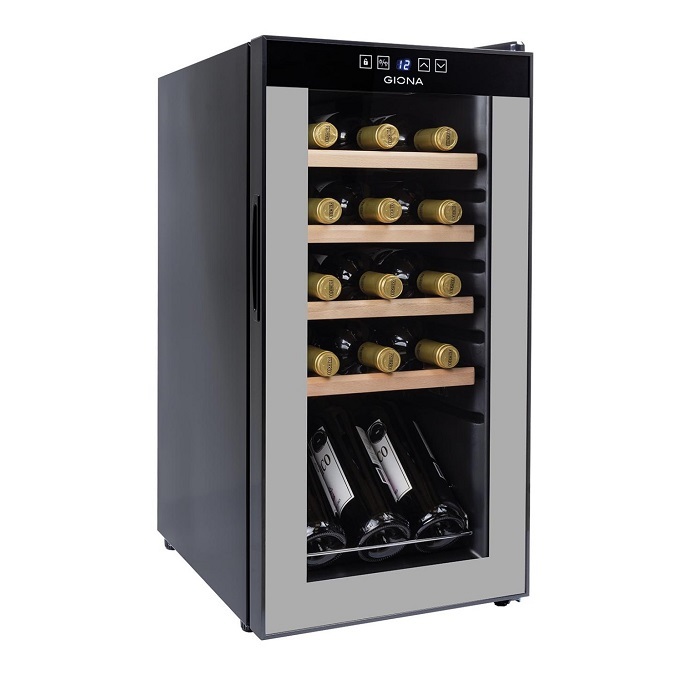Vinoteca pequeña compresor 15 botellas baldas madera CVG 15CFM