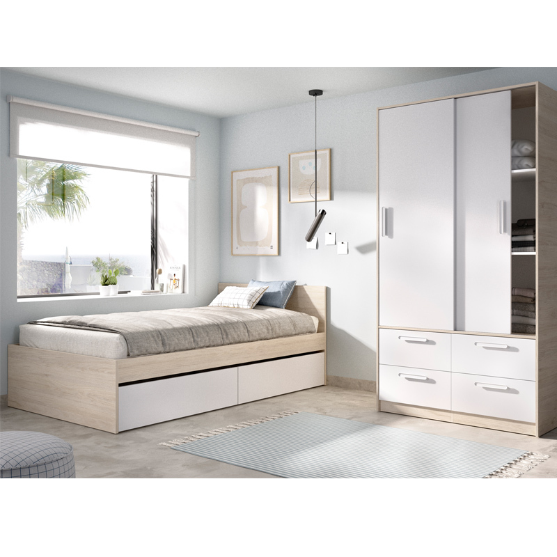 Conjunto Dormitorio Juvenil Top Pack 1 Blanco Natural 